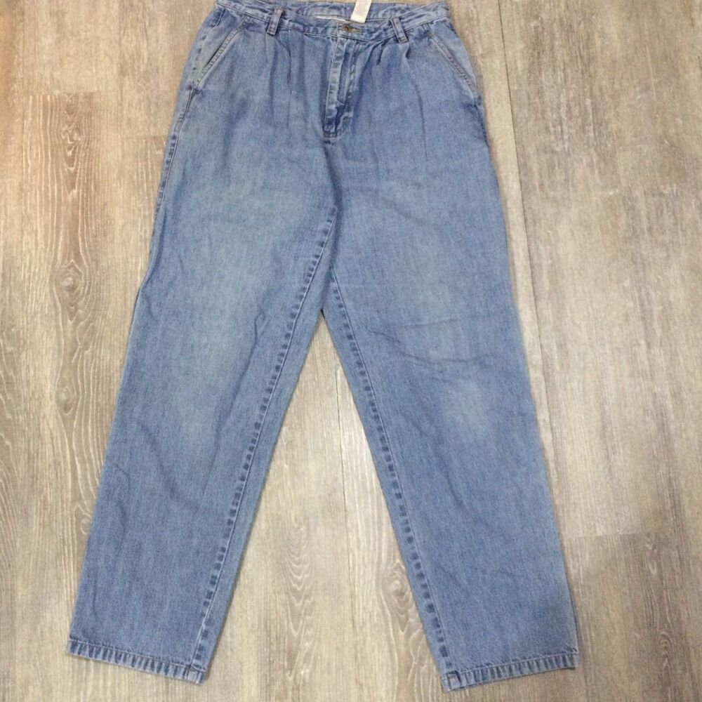 Liz Claiborne Lizwear 90s Vintage Pleated Tapered Jeans Size 12 Made Hong Kong